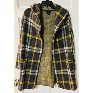 Tahari Textured Knit Open Cardigan/Sweater in Yellow and Gray